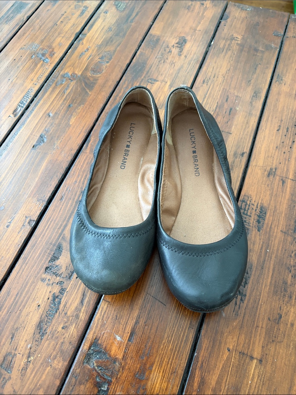 Lucky Brand Black Leather Ballet Flats
